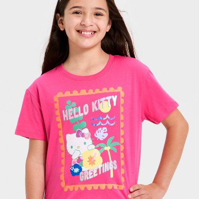 Girls' Hello Kitty Short Sleeve Graphic Jersey T-Shirt  Fuchsia L