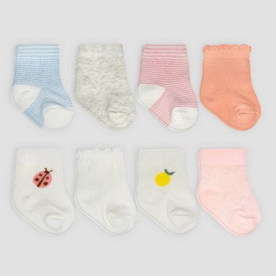 Carter's Just One You Baby Girls' Lemon Crew 8pk Socks - 3-12M
