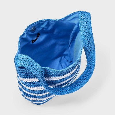 Girls' Striped Woven Tote Bag - art class Blue/White