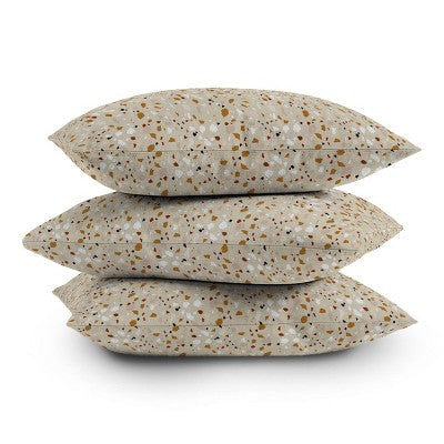20" x 20" Iveta Abolina Terrazzo Tan Outdoor Throw Pillow Beige - Deny Designs: Abstract Design, Square Shape, Zipper Closure
