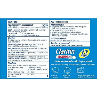 Claritin Loratadine 5mg Reditab Tablet Non Drowsy, 30 Count