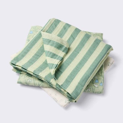 Muslin Swaddle Baby Blankets - Bunnies - 3pk - Cloud Island: Cotton, Typography Pattern, 47" x 47"