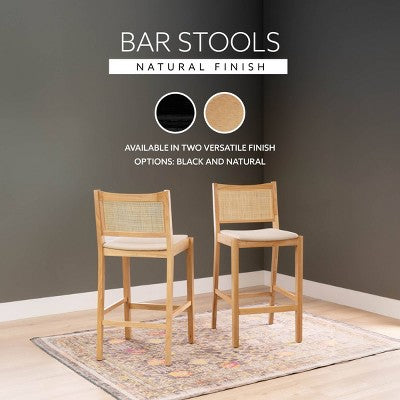 Powell Set of 2 Bessie Cane Barstools Natural (LOCAL PICKUP ONLY)