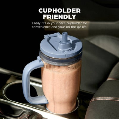 NinjaBlendBoss Tumbler Blender with 26oz Travel Tumbler, Detachable Straw & Chug Spout Lid Pink Peppercorn