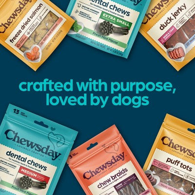 Chewsday Mint Flavor Dental and Hard Chew with Enzyme Dog Treats - 6.55oz/7ct