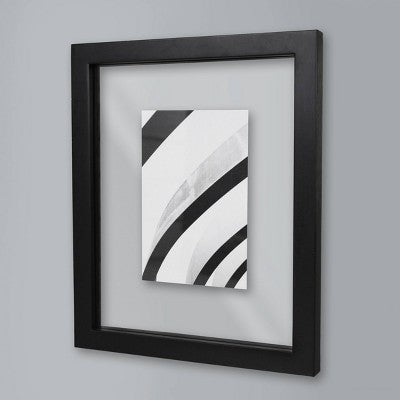 9"x11" Single Picture Float Frame Black - Threshold: Modern Wall Decor, MDF, Glass Pane