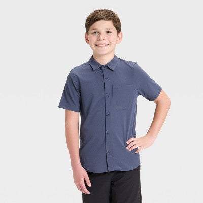 Boys' Short Sleeve AdventureShirt - Heather Navy Blue S