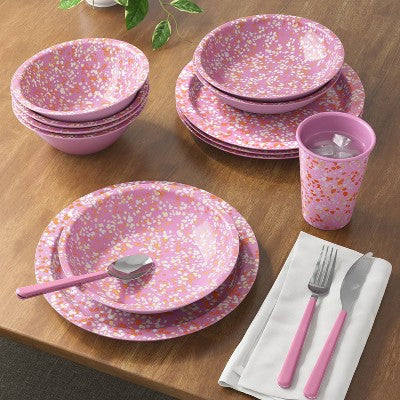 36oz Plastic Terrazzo Pale Raspberry Cereal Bowl Pink - Room Essentials
