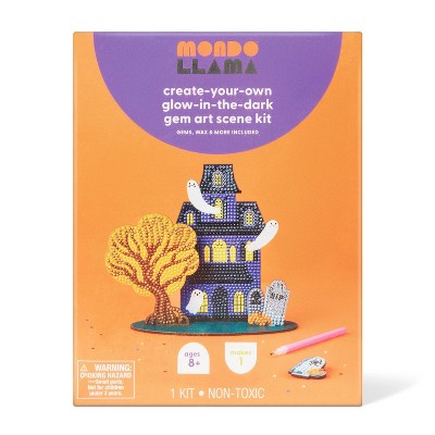 Halloween Craft Glow Haunted House Gem Art Scene Kit - Mondo Llama