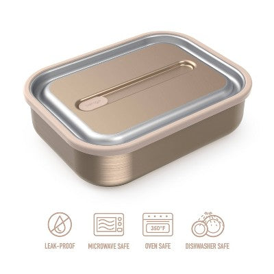 Bentgo MircoSteel Leak-Proof Stainless Steel Lunch Box with Removable Divider Gold