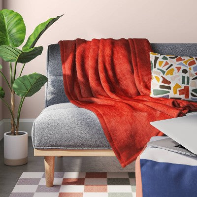 Solid Colored Plush Throw Blanket Red - Room Essentials