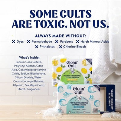 Clean Cult Toilet Bowl Cleaner Sheets - Fresh Lemon - 32ct