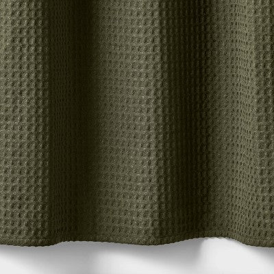72"x72" Waffle Weave Shower Curtain Dark Olive Green - Threshold