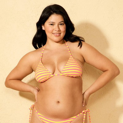 Women's Ribbed Texture Medium Coverage Triangle Bikini Top S