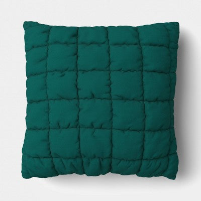 19"x19" Quilted Solid Pillow Dark Green - Room Essentials