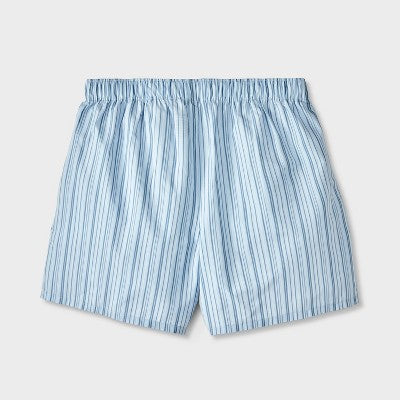 Men's 4pk Striped Woven Boxer Shorts - Goodfellow & Co Blue M: Mid Rise, Elastic Waistband