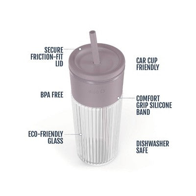 Ello Ava 24oz Glass Straw Tumbler Purple