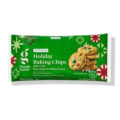 Holiday Baking Chips Naturally Flavored Red, Green & White Creme - 11oz - Good & Gather