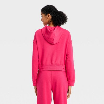 Women's French Terry Full Zip Hoodie Sweatshirt - JoyLab Red S