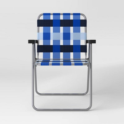Webstrap Folding Patio Chair Blue - Room Essentials (LOCAL PICKUP ONLY)