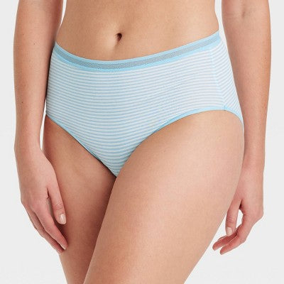 Women's 6pk Cotton Stretch Briefs Underwear - Auden Assorted Color L: High Rise, Solid & Classic Patterns