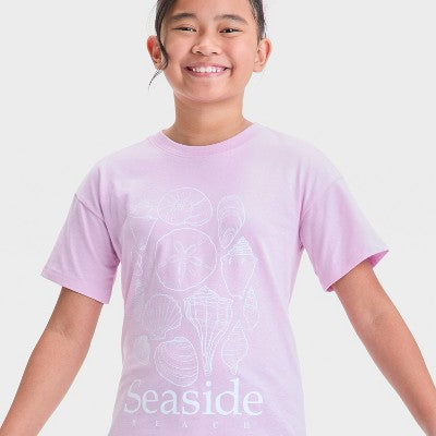 Girls Short Sleeve Seaside Shells T-Shirt Cat&Jack Light Purple S