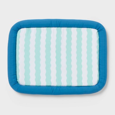 Cooling Mat Bolster Dog and Cat Bed - Sun Squad Blue/Green/White (LOCAL PICKUP ONLY)