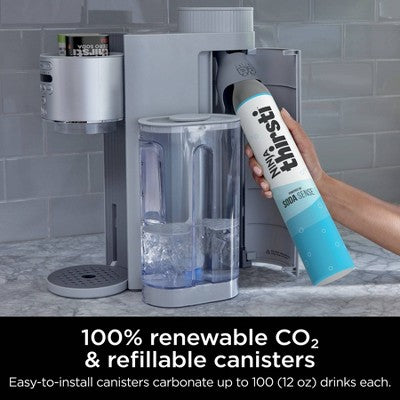 Ninja Thirsti Max Custom Hydration System Silver WC2002: Soda Maker, 60L Cartridge, Dishwasher-Safe, Thirsti Pods Compatible