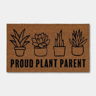 1'4"x2'4" Proud Plant Parent Rectangle Outdoor Door Mat Black - Room Essentials (LOCAL PICKUP ONLY)