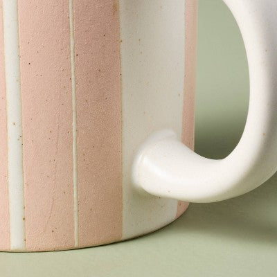13.5oz Recycled Ceramic Striped Mug Light Pink/Orange - Hearth & Hand with Magnolia