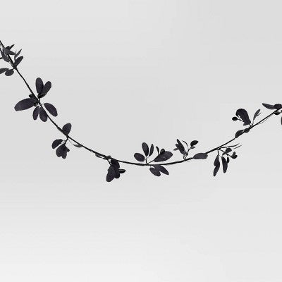 25 Light LED Black Faux Leaves Garland Halloween String Lights - Hyde & EEK! Boutique: Indoor/Outdoor, Battery-Powered