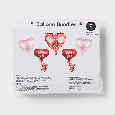 5ct Pre-Inflated Helium Valentine's Day Foil Balloon Bundle - Spritz