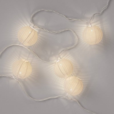 10ct Incandescent Mini Lights with Nylon Outdoor Lanterns White - Threshold