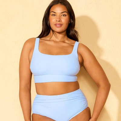 Women's Scoop Neck Longline Bikini Top - Shade & Shore Blue XS