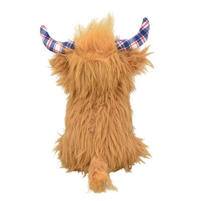 Multipet Highland Cow Americana Plaid Interactive Plush Dog Toy