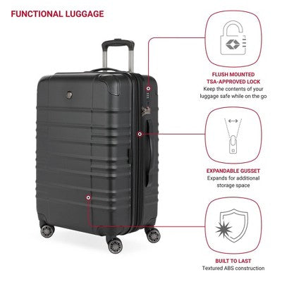 SWISSGEAR Cascade II Hardside Medium Checked Spinner Suitcase - Black (LOCAL PICKUP ONLY)
