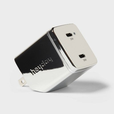 Dual Port USB-C 40W Wall Charger - heyday Chrome