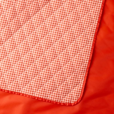 39.5"x39.5" Outdoor Blanket Red Check - Cloud Island