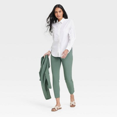 Women's High-Rise Skinny Ankle Pull-On Pants - A New Day Olive 2