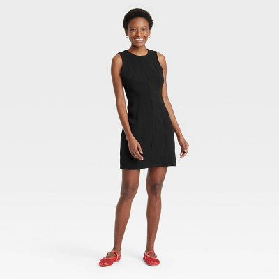 Women's Mini Sheath Dress - A New Day Black 4: Sleeveless Crew Neck