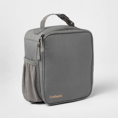 Flip-Down Square Lunch Bag - Embark Gray: Zipper Closure, Water Bottle Pocket