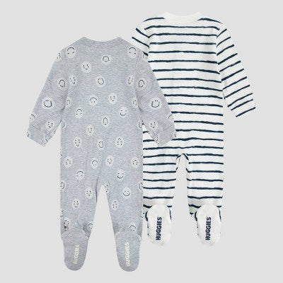Huggies Baby 2pk Happy Face Organic Sleep N' Play Gray/Blue 3M