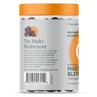 Om Mushrooms Master Blend + Ashwagandha Vegan Gummies - 40ct