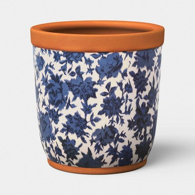 Terracotta Outdoor Floral Patterned Planter 6"x6.12" - Threshold