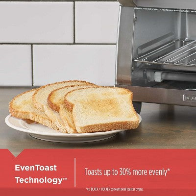 BLACK+DECKER 4-Slice Toaster Oven, TO1745SSG, Even Toast, 4 Cooking Functions Bake, Broil, Toast and Keep Warm, Removable Crumb Tray, Timer (LOCAL PICKUP ONLY)