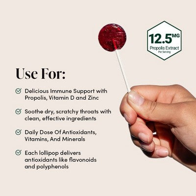 Beekeeper's Naturals Propolis Throat Soothing Pops - 15ct: Drug-Free, Artificial Flavor-Free, Honey Based Lollipops