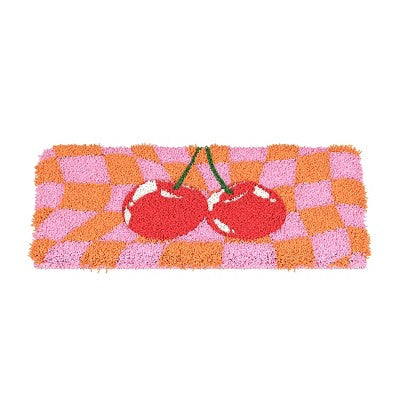 Gems Fluffy Rug Wrist Rest - Checkered Cherries: Polyester Computer Accessory