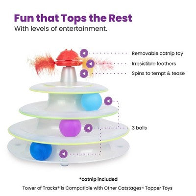 Catstages Tower of Tracks and Spinning Catnip Cat Interactive Toy: 9-Inch Height, 0.75 lb Weight