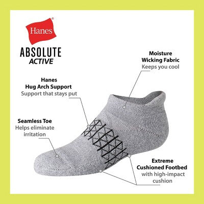 Hanes Boys' 4pk Absolute Active Heel Shield Socks - White S