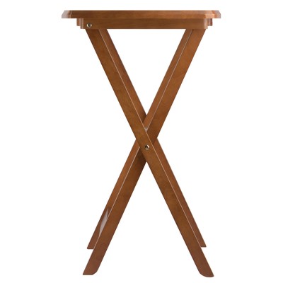 5pc Dylan Oversize Snack Table Set Teak Brown - Winsome: Solid Wood, X-frame, Storage Stand (LOCAL PICKUP ONLY)